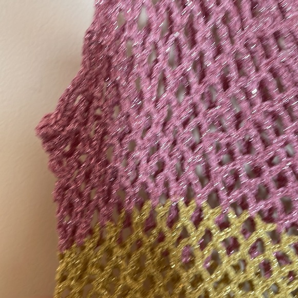 Rose Carmine Multicolor Metallic Crochet Handmade Tank Top - Picture 4 of 7